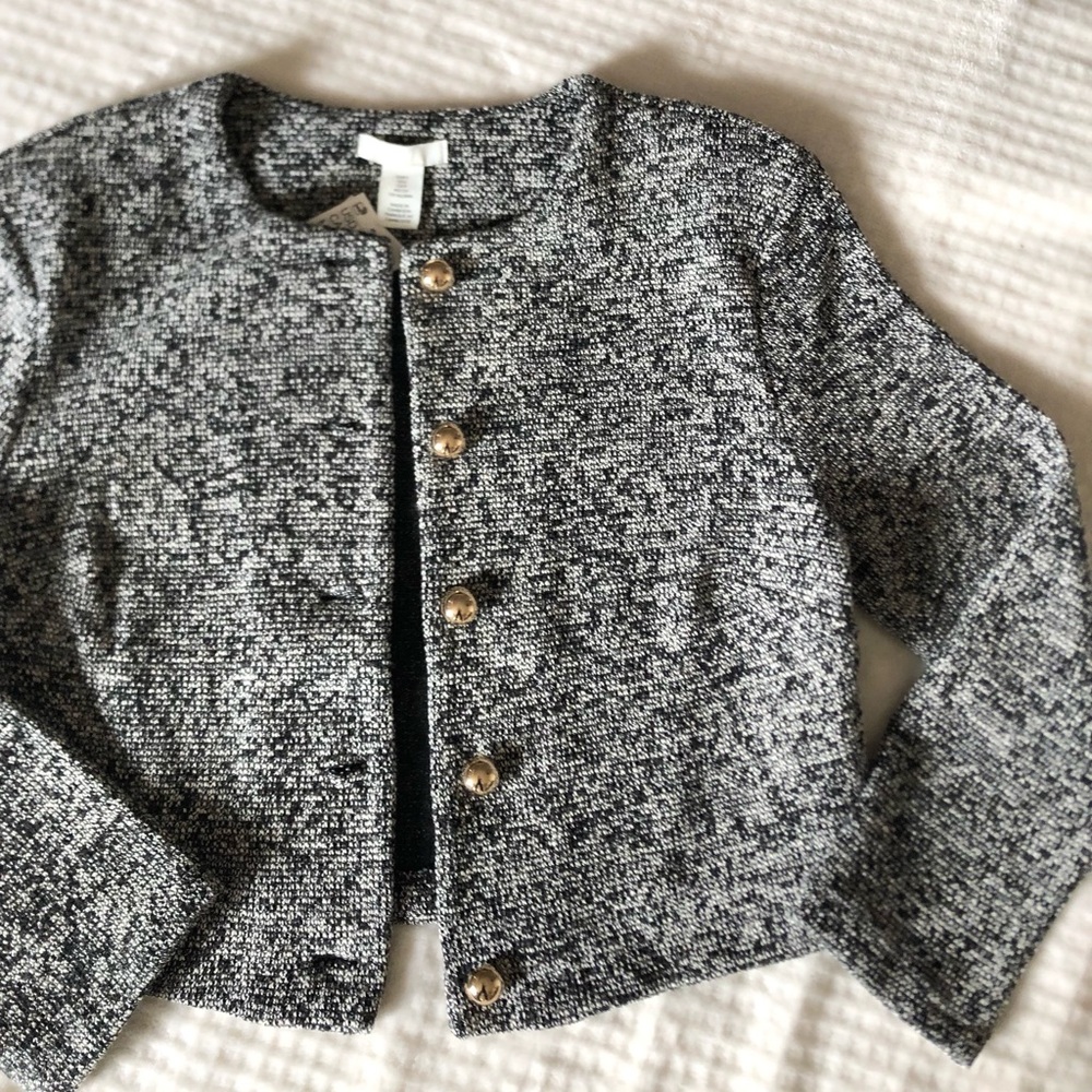 H & M Black and White Tweed Blazer